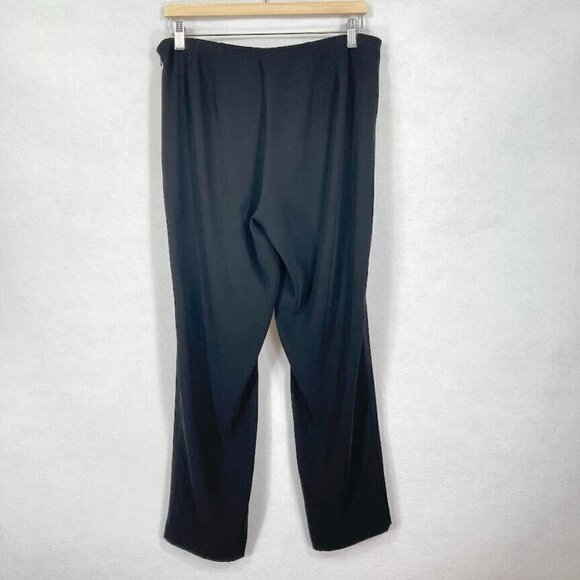 Eileen Fisher Wide Leg Crepe Flowy Side Zip Ankle Pants Black Small - Picture 4 of 4